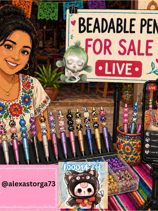 Other - Live Flyer Beadable Pens - Colorful Beaded Top Pens